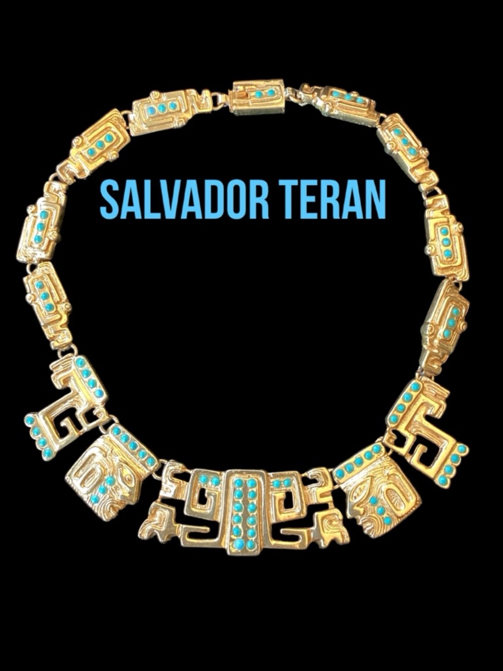 1960 Salvador Teran Gold and Turquoise Necklace
